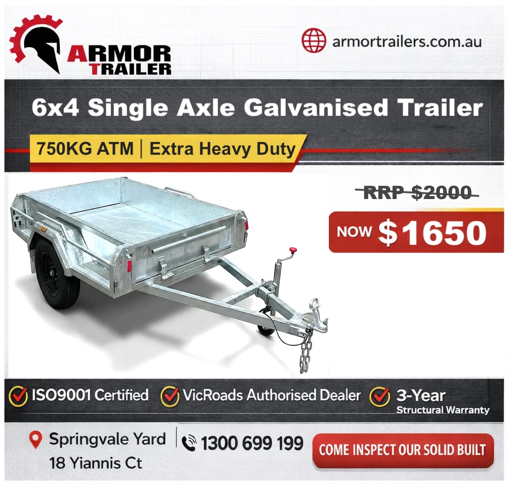 6x4 Galvanised Single Axle Trailer ATM 750KG ( Model : S64 ). RRP $2000